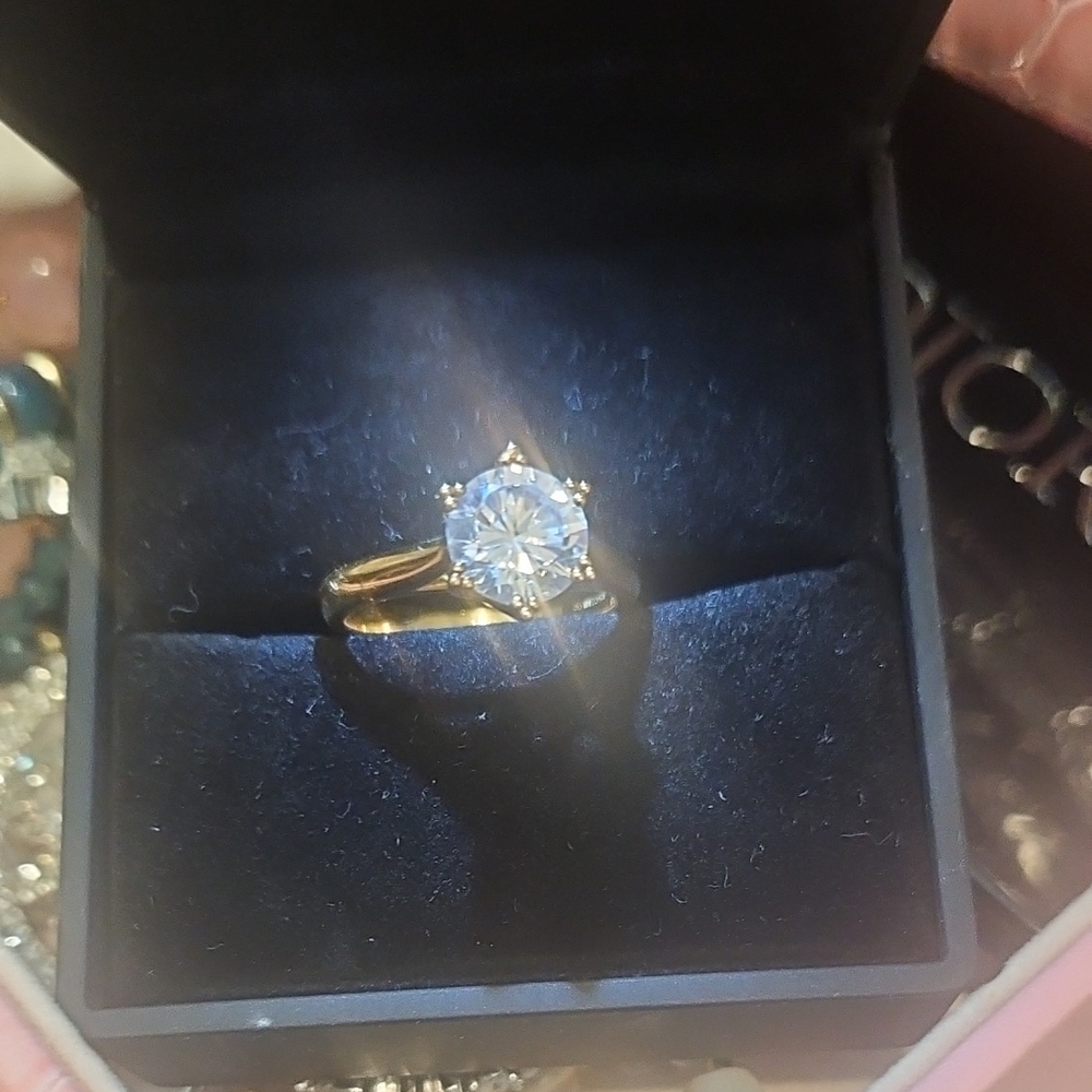 6 Prong Engagement Ring Italy .925 14k Layered 6